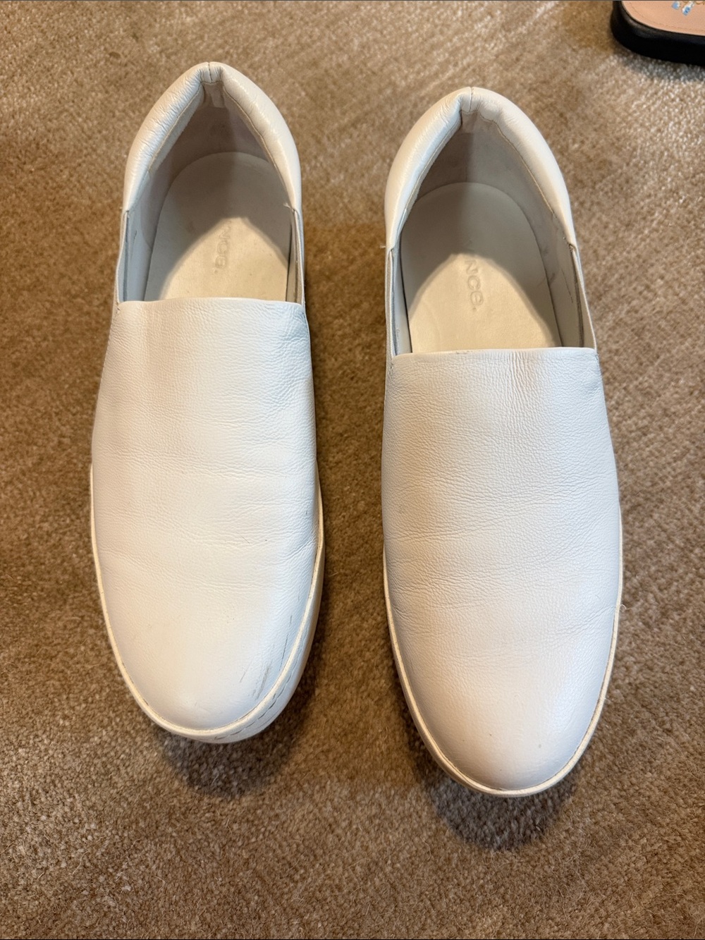Vince Slip-On Leather Sneakers in White